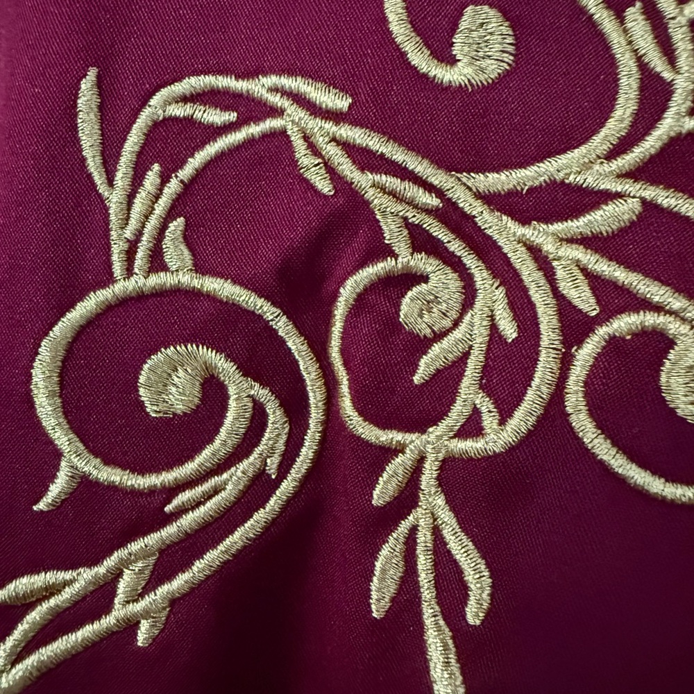 Burgundy Shirt Gold Embroidery Zeroyaa Mens XLarge XL red button down NWT NEW - Picture 6 of 14
